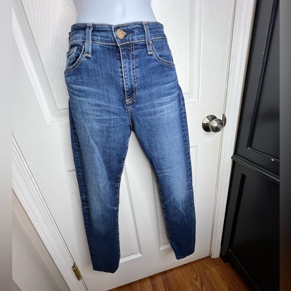 AG Women’s 26R Farrah Skinny Ankle Crop High Rise Jeans 2 26 Medium Wash Denim - Picture 2 of 16